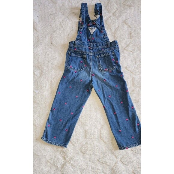 Kids OshKosh B’gosh Denim Heart Overalls, size 4T Toddler Jeans 100% Cotton - Picture 1 of 7